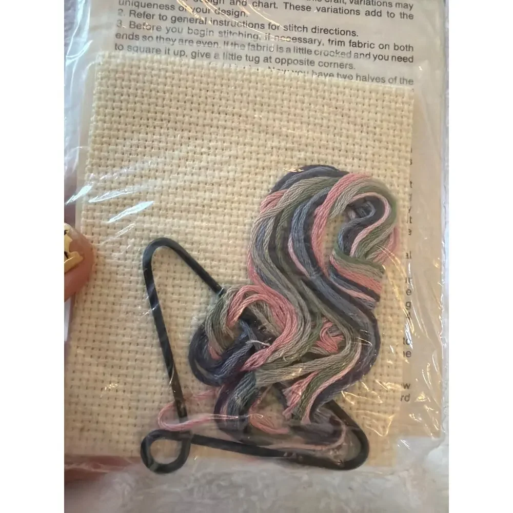 Vintage Quick & Easy Cross Stitch Kit Bunnies Rabbits Flowers Wall Hanging NOS